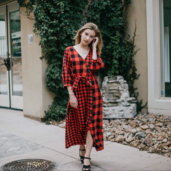 Cupshe Dresses | Flannel Wrap Dress 